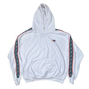 Aviator Nation White Hoodie with Multicolor Stripes